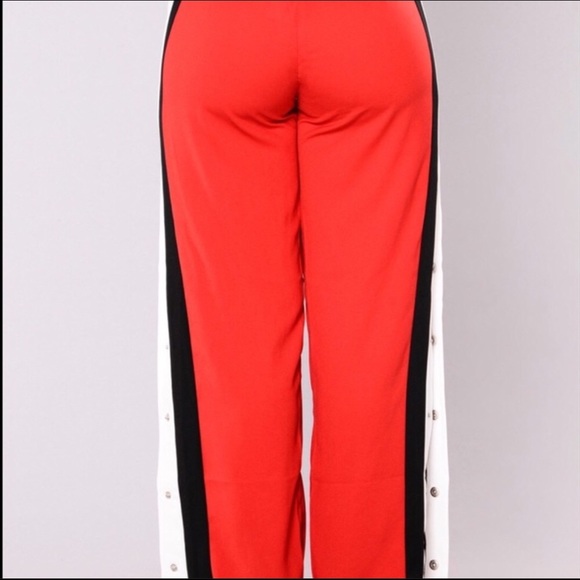 Fashion Nova Red Stripe Magnetic Snap Pants 📦 - Picture 5 of 7